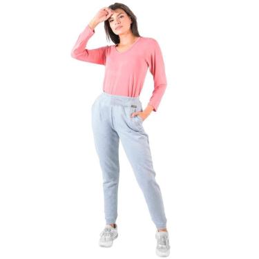 Imagem de Calça Jogger Moletom Feminina Faixa Com Bolso-Feminino