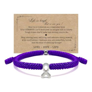 Imagem de LAMIBEE Pulseira para uma causa, pulseira de fita de conscientização, pulseiras ficam bem em breve, pulseira de cordão de surfista de proteção para homens, mulheres estilo amuleto boho, Medium, Não