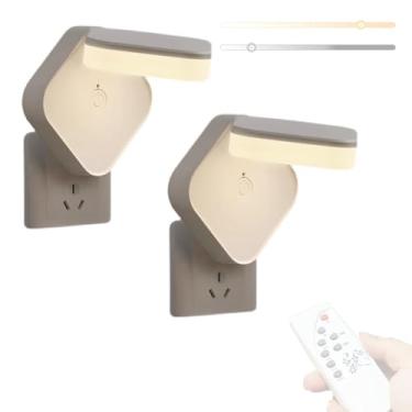 Imagem de Luz noturna LED conectada na parede 315° luz de parede giratória controle remoto lâmpada de parede regulável interruptor de toque arandela temporizador quarto cabeceira sala de estar corredores