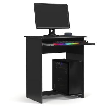 Imagem de Mesa de Computador Prática com Gaveta para Teclado Notbook (PRETO)