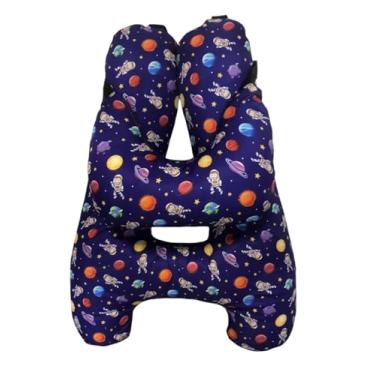 Imagem de Almofada Infantil Com Formato de H – Confortável para Viagens de Carro, com Protetor de Pescoço (Astronauta Azul)