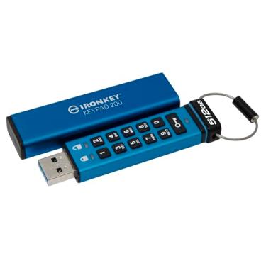 Imagem de Kingston IronKey Keypad 200 Type -A unidade flash USB criptografada por hardware FIPS 140-3 nível 3 (pendente) com criptografia XTS-AES de hardware de 256 bits - IKKP200/512GB