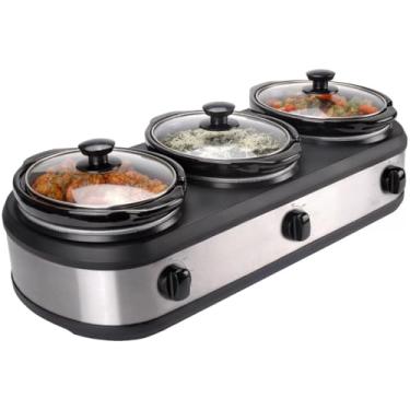 Imagem de Buffet com 3 Panelas de Cerâmica 220 Rechaud Elétrico Slow Cooker