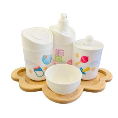 Imagem de Kit Higiene Baby Menino e Menino c/bandeja em MDF - Dóia Kids, Nuvem C