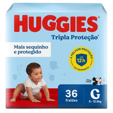 Imagem de Fralda Huggies Tripla Proteção Tamanho G Pacote Mega 36 Fraldas Descartáveis