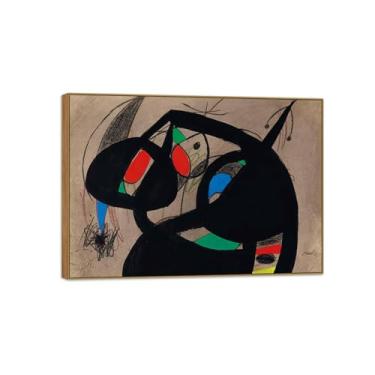 Imagem de Joan Miró Famosas Impressões em Tela-Imagem arte parede lona-Moldura Madeira Pintura decoração quarto Sala de estar(sem título 5) 50x70cm-19x27in