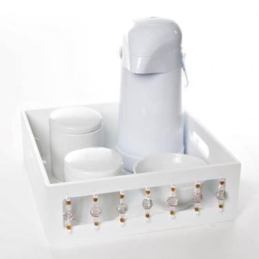 Imagem de Kit Higiene Pedra Bege Quarto Bebê Menina Menino - Potinho de mel