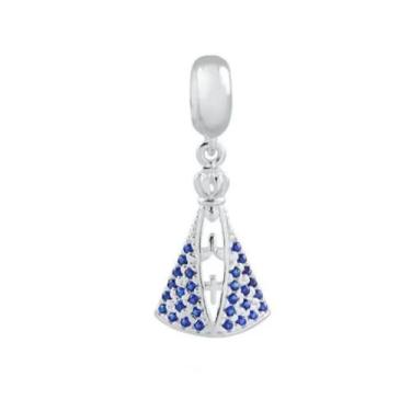 Imagem de Pingente Berloque Nossa Senhora Aparecida Zircônia Azul Prata 925 - PR