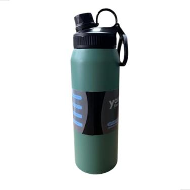 Imagem de Garrafa Térmica Inox 800ml Esportiva com Bico Antivazamento, Bocal Largo, Alça de Transporte, Proteção Dupla (p1315) (Verde)