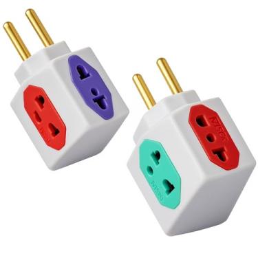 Imagem de Kit 2 Adaptadores Tomada Benjamin Cubo 3D 4 Entradas Bivolt 10A 20A T 110V 220V Multiplicador Elétrico