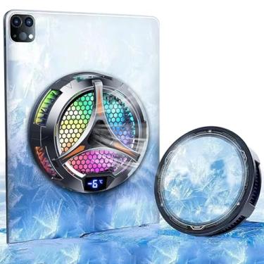 Imagem de YOVDA Ventilador Magnético Para Ipad Com Tela De Led Macbook/Surface Pro/Samsung Tab/Steam Deck, Radiador Universal Semicondutor Mesa Trabalho, Jogos, Streaming Ao Vivo, Assistir Filmes, Preto