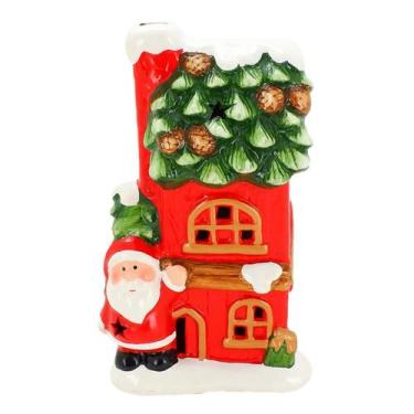 Imagem de Mini Casinha Cerâmica Noel Nevada Led Vila Natalina 21cm - Magizi