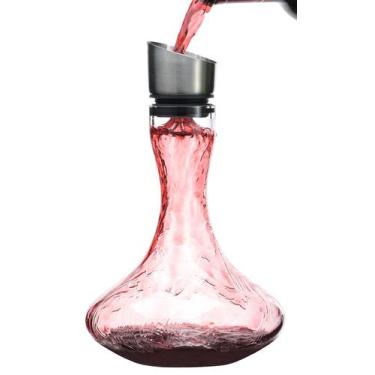 Imagem de Decantador de vinho Glasss feito à mão 1300mL com aerador de aço inoxi