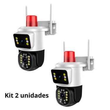 Imagem de Kit 2 Câmera de Vídeo Segurança 360º C Wi-fi Full Hd Dupla Lente Cor B