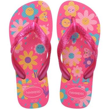 Imagem de Chinelo Infantil Havaianas Estampa Flores Tiras Largas, Rosa flux, Ros