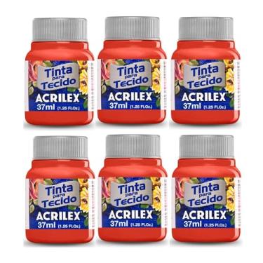 Imagem de Tinta Para Tecido Fosca Acrilex 37ml Várias Cores 6 Unidade Artesanato Fixação Frio Alta Cobertura – Fixação a Frio e Alta Cobertura Com Acabamento Fosco, Este Kit É A Escolha Perfeita Para Quem Busca Qualidade (Vermelho Escarlate 508)