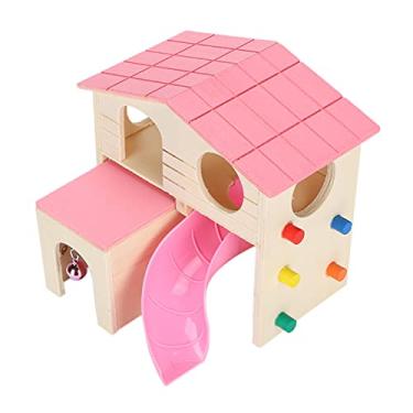 Imagem de Phefop Hamster House Fun Hut Wood Gym que Importa para Tocar para Pequenas Pragas Sem Material (Róseo)