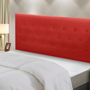 Imagem de Cabeceira Montreal Solteiro, Estofada em Veludo, Madeira de Eucalipto, para Cama Box (Vermelho)
