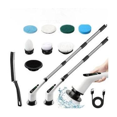 Imagem de Escova De Limpeza Elétric Ajustável Janela Banheiro e Cozinha Ferramenta 3 em 1 Recarregável(9 EM 1)