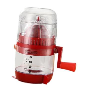 Imagem de Ｂｅｓｇａ Espremedor manual de laranjas com capa protetora contra poeira, ferramenta de cozinha multifuncional, base antiderrapante com recipiente medidor de, Vermelho