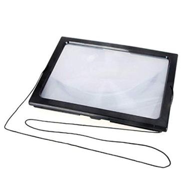 Imagem de Lupa de mão de vidro, lupa portátil A4 página inteira grande vidro 3X dobrável ampliado espelho lupa mãos livres para leitura luzes LED ferramenta lupa para ler produtos de escritório