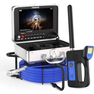 Imagem de PRANITE Câmera De Esgoto Com Localizador, Dreno 30 Metros Autonivelante, Inspeção Tela Hd 9'', Luz Cobra Para Encanamento, Câmeras Tubo À Prova D'Água Ip68, Gravador Dvr