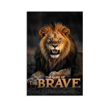 Imagem de Arte de parede de escritório inspiradora leão rugindo no sol impressão em tela animal pôsteres inspiradores citações motivacionais imagens para decoração de parede de quarto masculino 42 x 30 cm (17 x