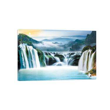 Imagem de MUHJDYC Paisagem quadros - lago cascata - natureza impressão em tela-panorama imagem decoração sala de estar quartos 80 x 120 cm - 31 x 47 in tela embrulhada