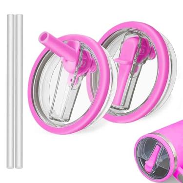 Imagem de JIZHOUYAO Pacote com 2 tampas de substituição de 1,134 g para Stanley Quencher H2.0, tampa Stanley à prova de vazamento, tampa reutilizável à prova de derramamento com acessórios de copo Stanley (rosa