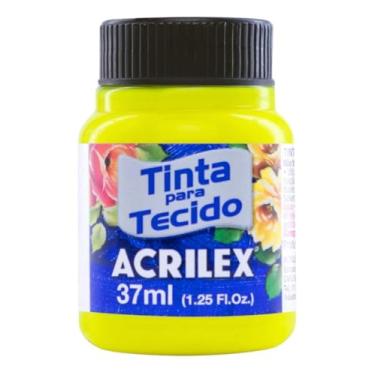 Imagem de Tinta Para Tecido Fluorescente Neon Acrilex 37ml Azul Vermelho Maravilha Verde Ouro Limão Fixação a Frio e Alta Cobertura Recomendado Para Tecidos De Algodão Sem Goma É Ideal Para Customização De Roupas, Decoração E Outras Aplicações Artísticas (Amarelo Limão 102)