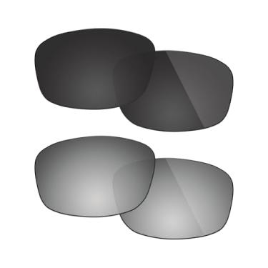 Imagem de Fiskr Lentes polarizadas de substituição para óculos de sol Oakley Fives Squared (OO9238) com revestimento antiarranhões, água salgada e antipoeira (preto oculto e prata metálico)