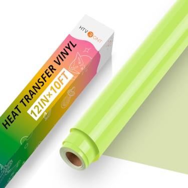 Imagem de HTVRONT Vinil De Transferência Térmica - 12 X 10 Pés, Verde-Limão, Para Camisetas, Rolo Htv Cricut, Cameo E Máquina Prensa Fácil Cortar Maconha (Verde-Limão)