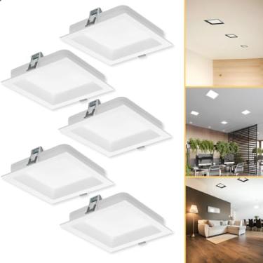 Imagem de 5 Plafon Painel Embutir De Led Quadrado 18w 6000K Recuado Bivolt Branco