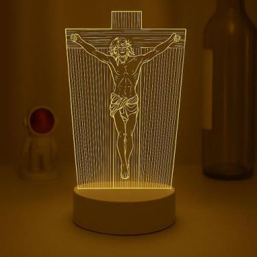 Imagem de Luminária de Mesa Jesus Cristo Abajur para Sala Quarto Escritório LED 