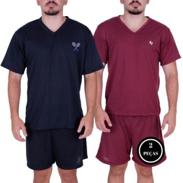 Imagem de Kit 2 Pijama Masculino Manga e Short Curto Verão - c9 KIT 2 DAVI PRETO