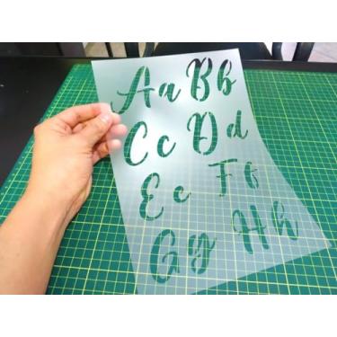 Imagem de Stencil Letras Cursivas 5cm Para Pinturas Alfabeto Cursivo