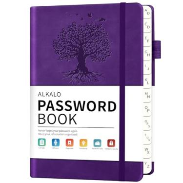 Imagem de Livro de senhas com abas alfabéticas, pequeno bolso para guardar senhas, 160 páginas/caderno de capa dura 100GSM, organizador de senhas para login de endereço de site na Internet