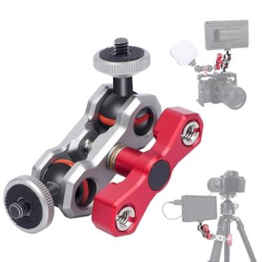 Imagem de Mechrig Suporte de câmera com cabeça esférica dupla com ajuste de 360 graus - braçadeira de liga de alumínio para Insta360/GoPro/gaiola de câmera/luz LED/microfone - furos de parafuso de 0,6 cm e 9,5