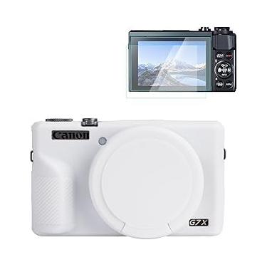 Imagem de Rieibi Capa de silicone para Canon G7X Mark III, acessórios G7X Mark III com protetor de tela, película protetora de tela removível para Canon G7X Mark III