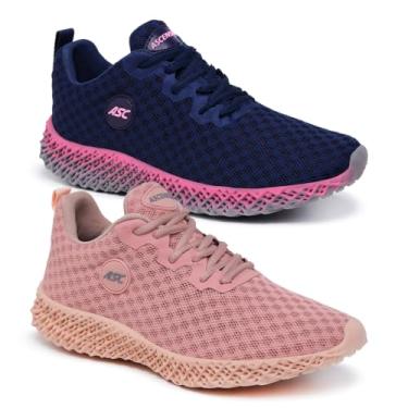 Imagem de Kit 2 Pares Tênis Ortopédico Feminino Ascension | Leve, Confortável – Para Caminhada, Academia e Uso Diário (Marinho+Pink/Rose, BR, Adulto, Numérico, 34)