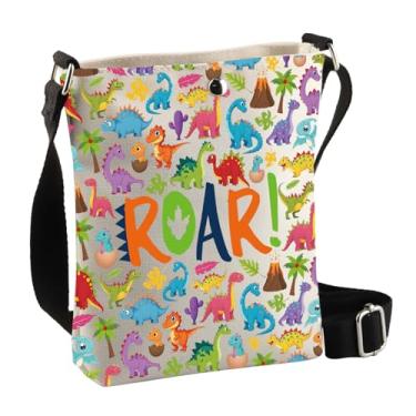 Imagem de BDPWSS Bolsa tiracolo para amantes de dinossauros, presente obsessão de dinossauros, rugido, dinossauro, bolsa transversal para amantes de animais, Dino Roar Cbag, Tendência