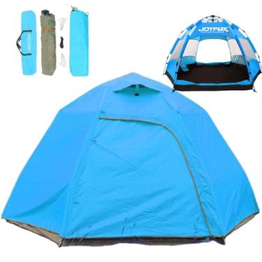 Imagem de JOYFOX Barraca Automática Hexagonal 270x270cm Impermeável 3000mm para Camping 5-8 Pessoas com Proteção UV e Mosquiteiro