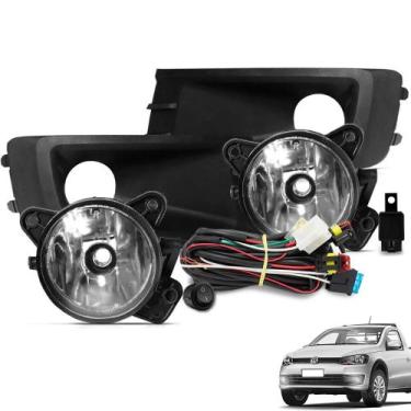 Imagem de Kit Farol de Milha Saveiro G6 2014 a 2016 Botão Tic Tac Moldura Preta 