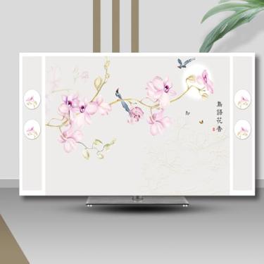 Imagem de Capa para TV interna 81.3-203.2 cm protetor de tela de TV cristal líquido capas à prova de poeira pano curvado/montado na parede/mesa universal LCD LED protetor de sala de estar decoração-padrão-4||70