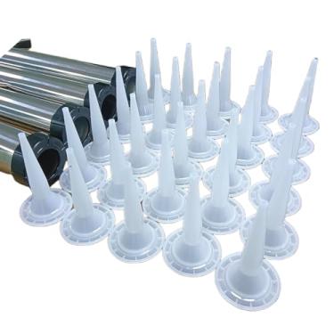 Imagem de Bocal de calafetagem para pistola de calafetagem, aplicador de bocal de calafetagem de silicone reutilizável, tampa de calafetagem de pistão epóxi durável (branco-30 peças)