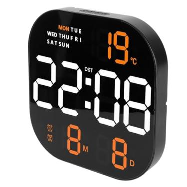 Imagem de Naroote Relógio de Parede Eletrônico, Exibição Multifuncional do Mês, Relógio de Parede Digital Grande para Sala de Estudo (Luz de duas cores laranja)
