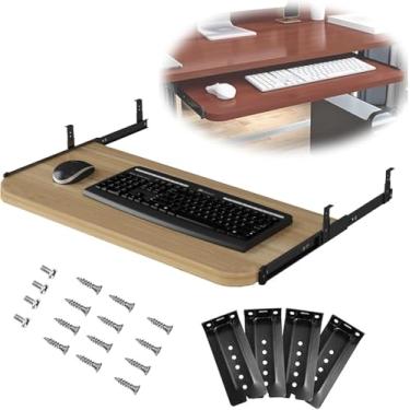 Imagem de Suporte Deslizante Para Teclado De Mouse De Computador Com Bandeja De Prateleira De Gaveta 540/600/700 × 270 Mm Para Mesa E Mesa De Pc Sob A Bandeja De Teclado Da Gaveta Da Me, Walnut, 54x27cm