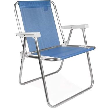 Imagem de Mor - Cadeira de Praia Alta Azul Alumínio Dobrável Leve e Resistente para Praia Piscina Camping e Lazer.