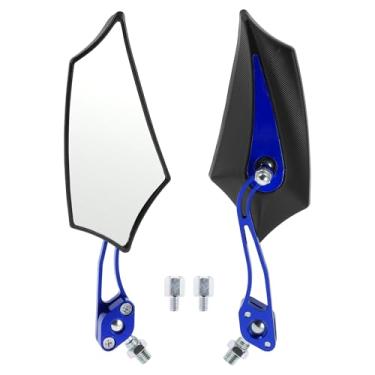 Imagem de INFINAUTO Espelhos retrovisores de motocicleta espelhos retrovisores de motocicleta liga de alumínio plástico preto azul ajustável M8/M10 forma prismática