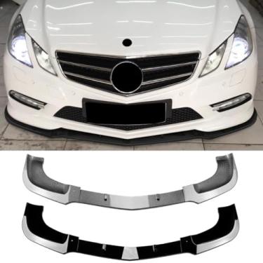 Imagem de Lábio divisor de para-choque dianteiro compatível com E-Class Coupe C207 Line 2009-2012 Kit de carroceria de para-choque dianteiro Spoiler acessórios para carro (aparência de fibra de carbono)